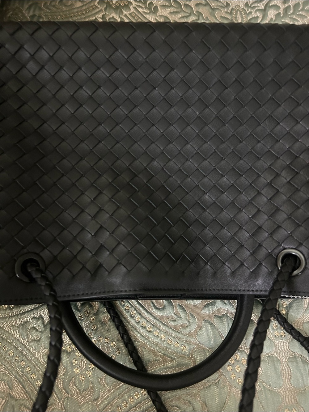 Quince Black Woven Leather Tote with Braided Shoulder Straps - Picture 16 of 16
